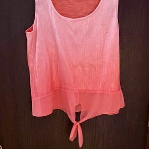 Studio Y Orange Sunset Sequin and Tie Front Tank Top